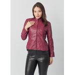 Jaqueta De Couro Pelica Patchwork Feminina Magenta Bia