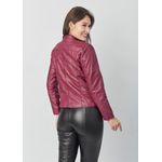 Jaqueta De Couro Pelica Patchwork Feminina Magenta Bia