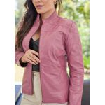 Jaqueta De Couro Pelica Patchwork Feminina Rosa Bia
