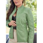 Jaqueta de Couro Pelica Patchwork Feminina Verde Bia