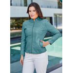 Jaqueta De Couro Pelica Patchwork Feminina Azul Índigo Bia