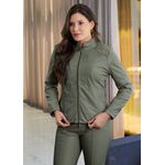 Jaqueta De Couro Pelica Patchwork Feminina Verde Oliva Bia