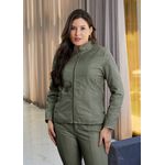 Jaqueta De Couro Pelica Patchwork Feminina Verde Oliva Bia