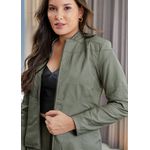 Jaqueta De Couro Pelica Patchwork Feminina Verde Oliva Bia