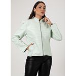 Jaqueta De Couro Pelica Patchwork Feminina Verde Triunfo