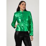 Jaqueta De Couro Pelica Patchwork Feminina Metal Esmeralda