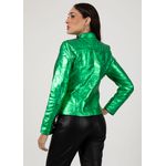 Jaqueta De Couro Pelica Patchwork Feminina Metal Esmeralda