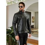 Jaqueta de Couro Masculina Preta Miguel