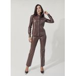 Camisa de Couro Pelica Feminina Marrom Cognac Grace 