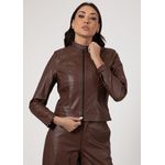 Jaqueta De Couro Feminina Chocolate Camille 