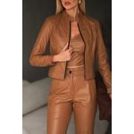 Jaqueta De Couro Feminina Camelo Camille 
