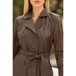 Parka em Couro Feminina Marrom Aurora 