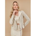 Jaqueta Couro Pelica Off-White Perfurada Isadora 