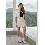 Saia Mini em Couro Off-White Amanda