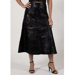 Saia De Couro Pelica Patchwork Feminina Croco Preto 