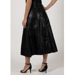 Saia De Couro Pelica Patchwork Feminina Croco Preto 