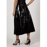 Saia De Couro Pelica Patchwork Feminina Verniz Preto