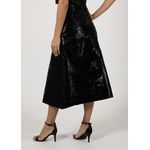 Saia De Couro Pelica Patchwork Feminina Verniz Preto Listrado