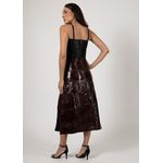 Saia De Couro Pelica Patchwork Feminina Croco Marrom