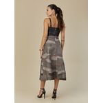 Saia De Couro Pelica Patchwork Feminina Bicolor Chumbo