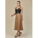 Saia De Couro Pelica Patchwork Feminina Avelã
