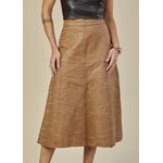 Saia De Couro Pelica Patchwork Feminina Avelã