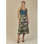 Saia De Couro Pelica Patchwork Feminina Bicolor Floresta