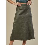 Saia De Couro Pelica Patchwork Feminina Verde Floresta