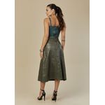 Saia De Couro Pelica Patchwork Feminina Verde Floresta