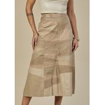 Saia De Couro Pelica Patchwork Feminina Bicolor Sorvete