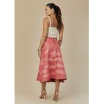 Saia De Couro Pelica Patchwork Feminina Bicolor Pink