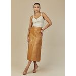 Saia De Couro Pelica Patchwork Feminina Mel