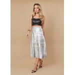 Saia De Couro Pelica Patchwork Feminina Prata