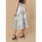 Saia De Couro Pelica Patchwork Feminina Prata