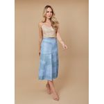 Saia De Couro Pelica Patchwork Feminina Bicolor Azul
