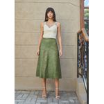 Saia De Couro Pelica Patchwork Feminina Abacate