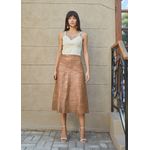 Saia De Couro Pelica Patchwork Feminina Canela