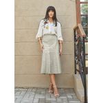 Saia De Couro Pelica Patchwork Feminina Cinza Claro