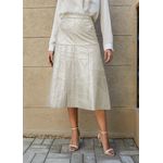 Saia De Couro Pelica Patchwork Feminina Cinza Claro