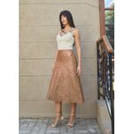 Saia De Couro Pelica Patchwork Feminina Canela