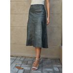 Saia De Couro Pelica Patchwork Feminina Cinza Noite