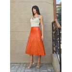 Saia De Couro Pelica Patchwork Feminina Coral