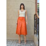 Saia De Couro Pelica Patchwork Feminina Coral