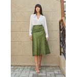 Saia De Couro Pelica Patchwork Feminina Verde Esmeralda