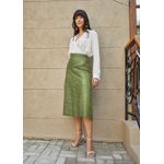 Saia De Couro Pelica Patchwork Feminina Verde Esmeralda