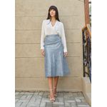 Saia De Couro Pelica Patchwork Feminina Azul Celeste