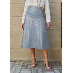 Saia De Couro Pelica Patchwork Feminina Azul Celeste