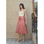 Saia De Couro Pelica Patchwork Feminina Vermelho Intenso
