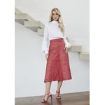 Saia De Couro Pelica Patchwork Feminina Vermelho
