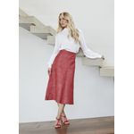 Saia De Couro Pelica Patchwork Feminina Vermelho